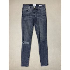Frame jeans Womens 26 Black Le High‎ Skinny Denim Raw Hem Mid Rise Adult